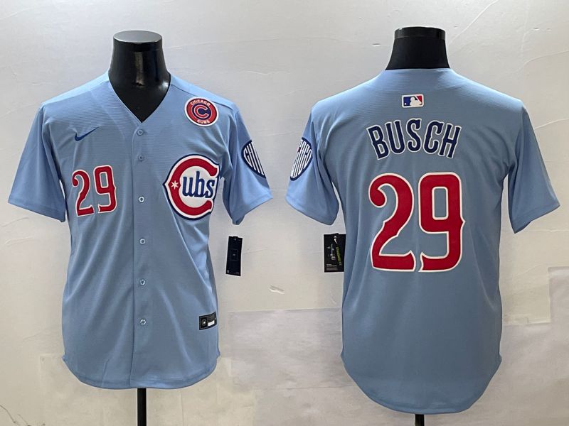 Men Chicago Cubs #29 Busch Light Blue Game 2025 Nike MLB Jersey style 3